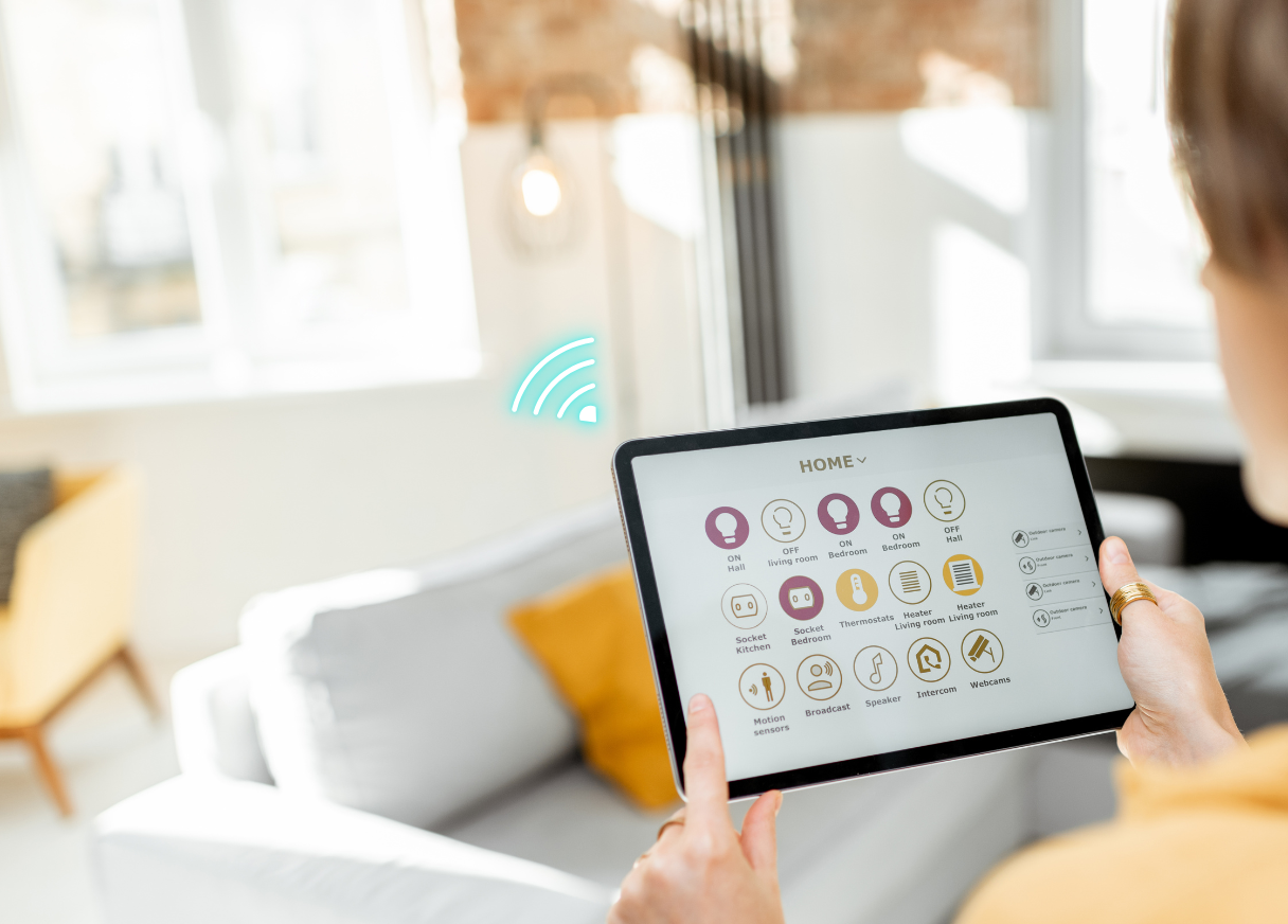 InHouse Smart Automation — setting home scenarios on a tablet