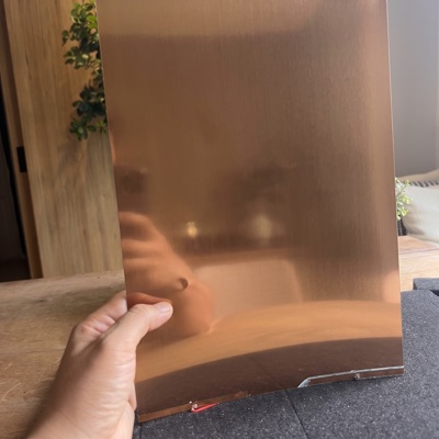 ตัวอย่างจริงสี Smart Glass · ฝังฟิล์ม PDLC สี บรอนซ์ Bronze ใน Tempered Laminated