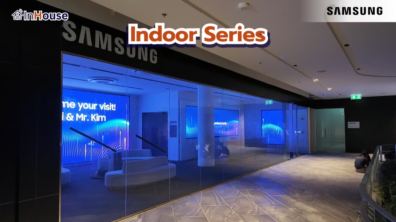 ผลงานจริง InHouse Smart Glass PDLC Indoor Series — Samsung Flagship Store Smart Glassงานภายในอาคาร โชว์รูม ออฟฟิศ