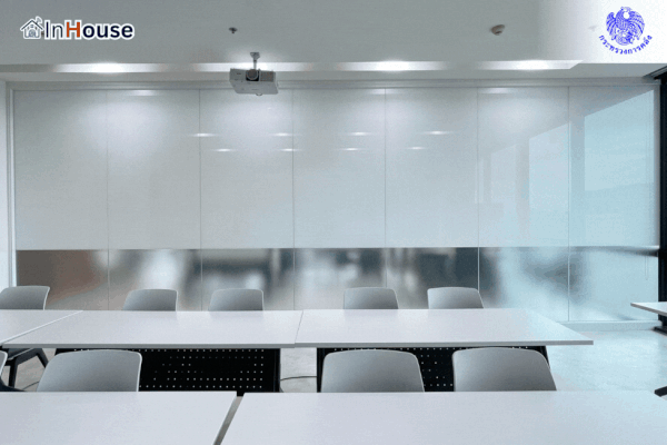จุฬาลงกรณ์ มหิดล KMUTT มหาวิทยาลัย Lecture Hall Auditorium Library Study Room ติดตั้งฟิล์มไฟฟ้า Smart Film LMS Crestron projector privacy