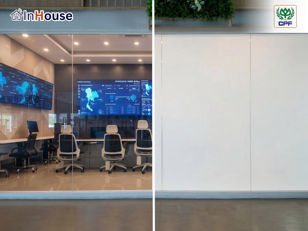 Data Center Server Room NOC ฟิล์มไฟฟ้า กระจกฝ้าไฟฟ้า Smart Glass · CPF HQ · Access control privacy · InHouse