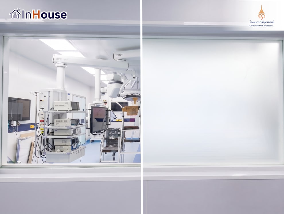 ห้องตรวจ ห้องผ่าตัด OR โรงพยาบาล ฟิล์มไฟฟ้า Smart Film กระจกฝ้าไฟฟ้า Smart Glass · โรงพยาบาลจุฬาภรณ์ Chulabhorn Hospital · InHouse