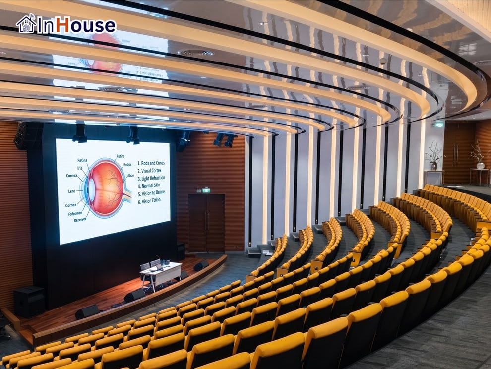 Lecture Hall Auditorium มหาวิทยาลัย ฟิล์มไฟฟ้า Smart Film กระจกฝ้าไฟฟ้า Smart Glass · InHouse