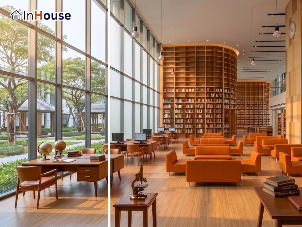 Library Study Room มหาวิทยาลัย ฟิล์มไฟฟ้า Smart Film · InHouse
