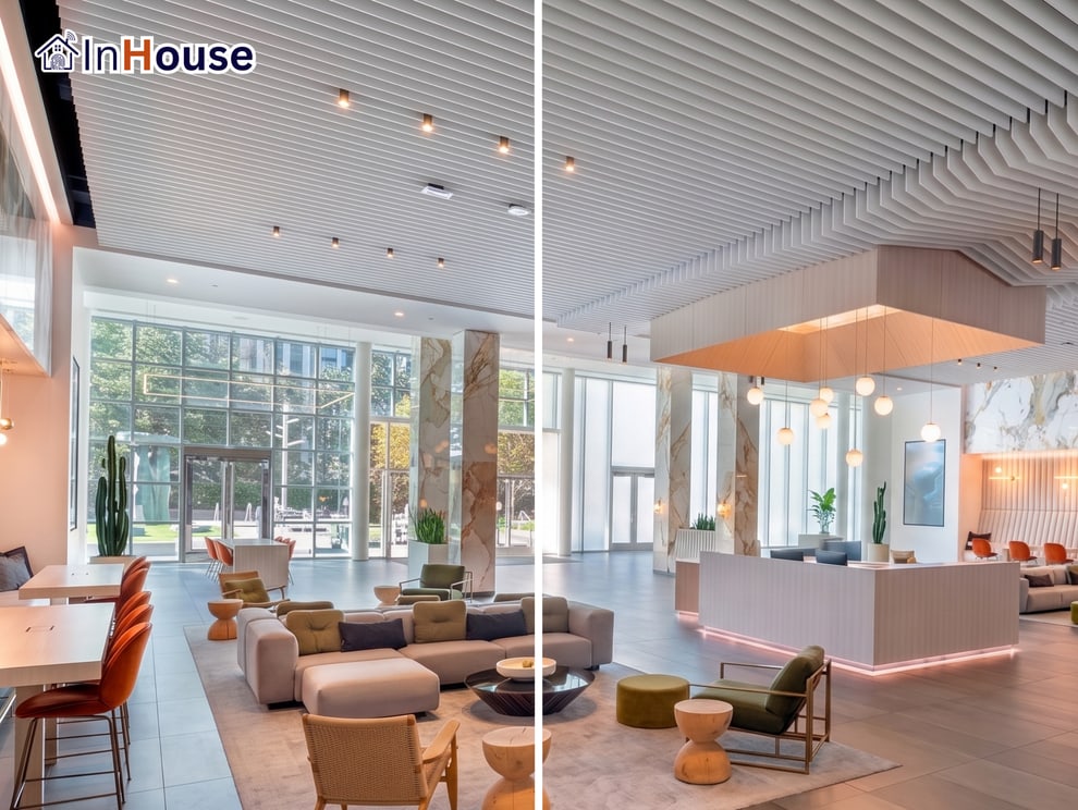 Hotel Lobby Reception โรงแรม ฟิล์มไฟฟ้า Smart Film กระจกฝ้าไฟฟ้า Smart Glass · InHouse