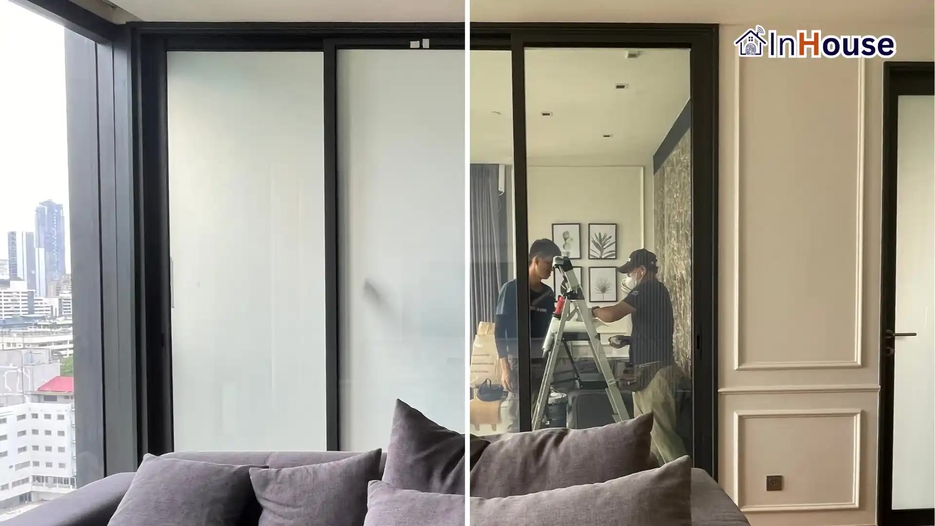 ผลงานติดตั้งฟิล์มไฟฟ้า Beatniq Sukhumvit 32 – Sliding Partition โดย InHouse Technology