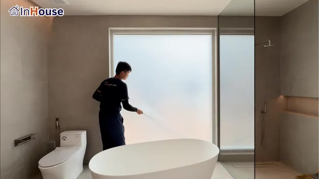 Luxury that isn't oppressive — smart film — still lets light in, making the room feel luxurious without being boxed in — Khun Cap (Ramkhamhaeng) – Smart Bathroom