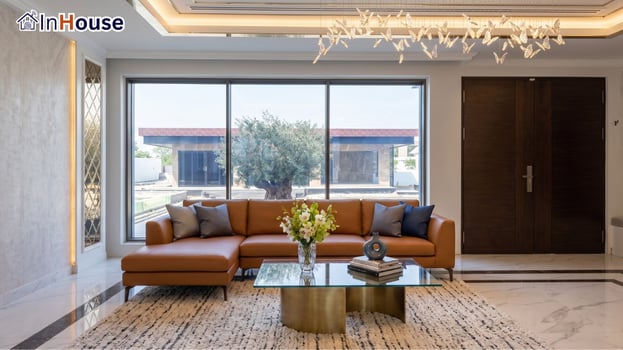 Clear mode, the living room takes the view smart film Press clear to connect to the front-garden view — Khun Kang — Smart Film for the Dining and Living Rooms, Korat