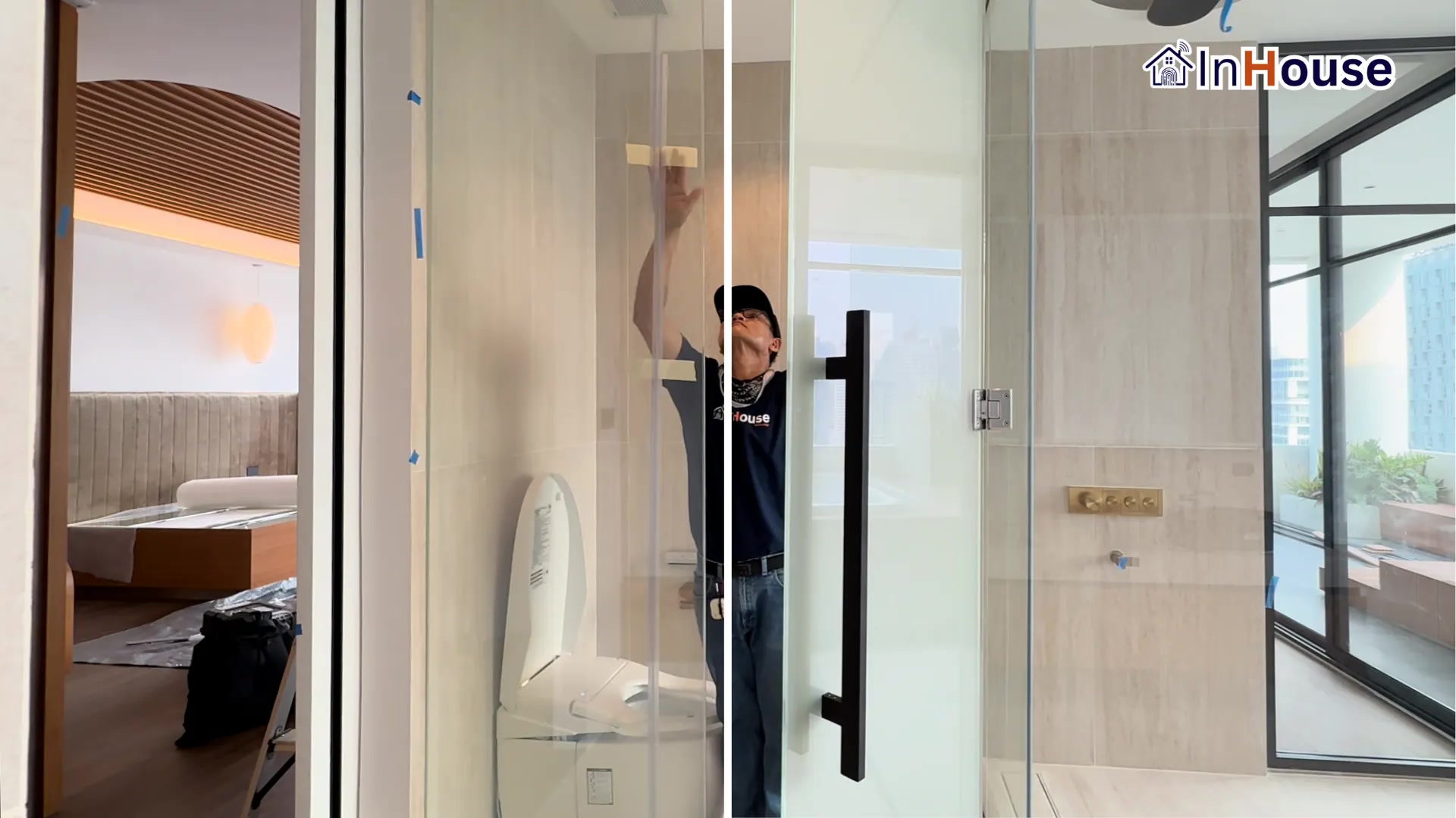ผลงานติดตั้งSmart Film Khun Pink — The Waterford Park Condo Bathroom โดย InHouse Technology