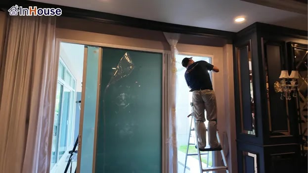 Delivering premium-grade privacy, smart film — switching the glass opaque to screen sightlines easily — Khun Porch – Modern Luxury Home (Multi-Zone)