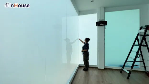 Premium-grade privacy by the pool · smart film · elevating the gym to be luxurious and highly secure — Khun Rachanon Private Home Gym & Poolside Smart Glass