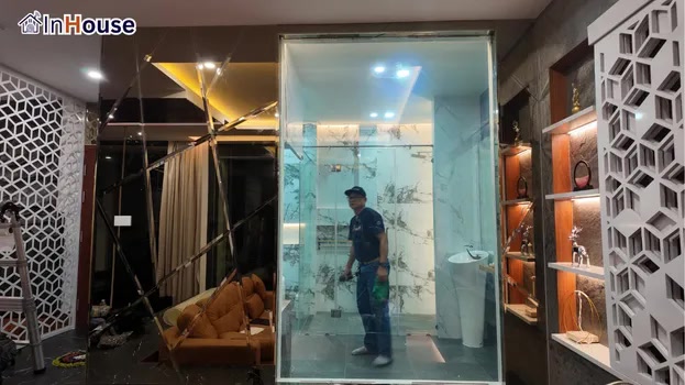 透明玻璃私密难题 调光膜 需要私密——Top先生(阁兰岛)——度假屋卫生间的调光玻璃方案