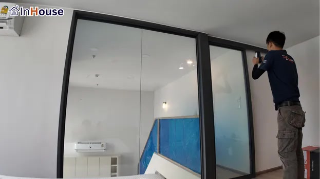 A luxury design lacking privacy smart film Lacking privacy, but not wanting curtains — Khun You — Life Rama 4 Condo Bedroom