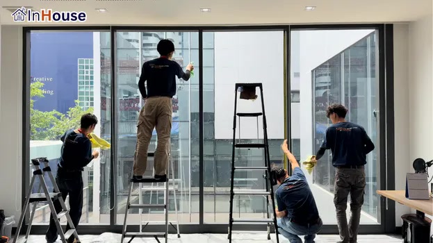 เตรียมพื้นผิวเพื่อความเนี้ยบ ฟิล์มไฟฟ้า ทำความสะอาดกระจกอย่างละเอียด — NIST – Executive Office โรงเรียนนานาชาติ