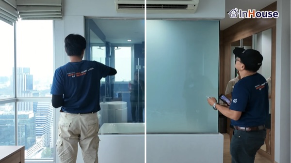 คอนโดพัทยา – ยกระดับห้องน้ำ Sexy Bathroom ติดตั้งฟิล์มไฟฟ้า โดย InHouse Technology
