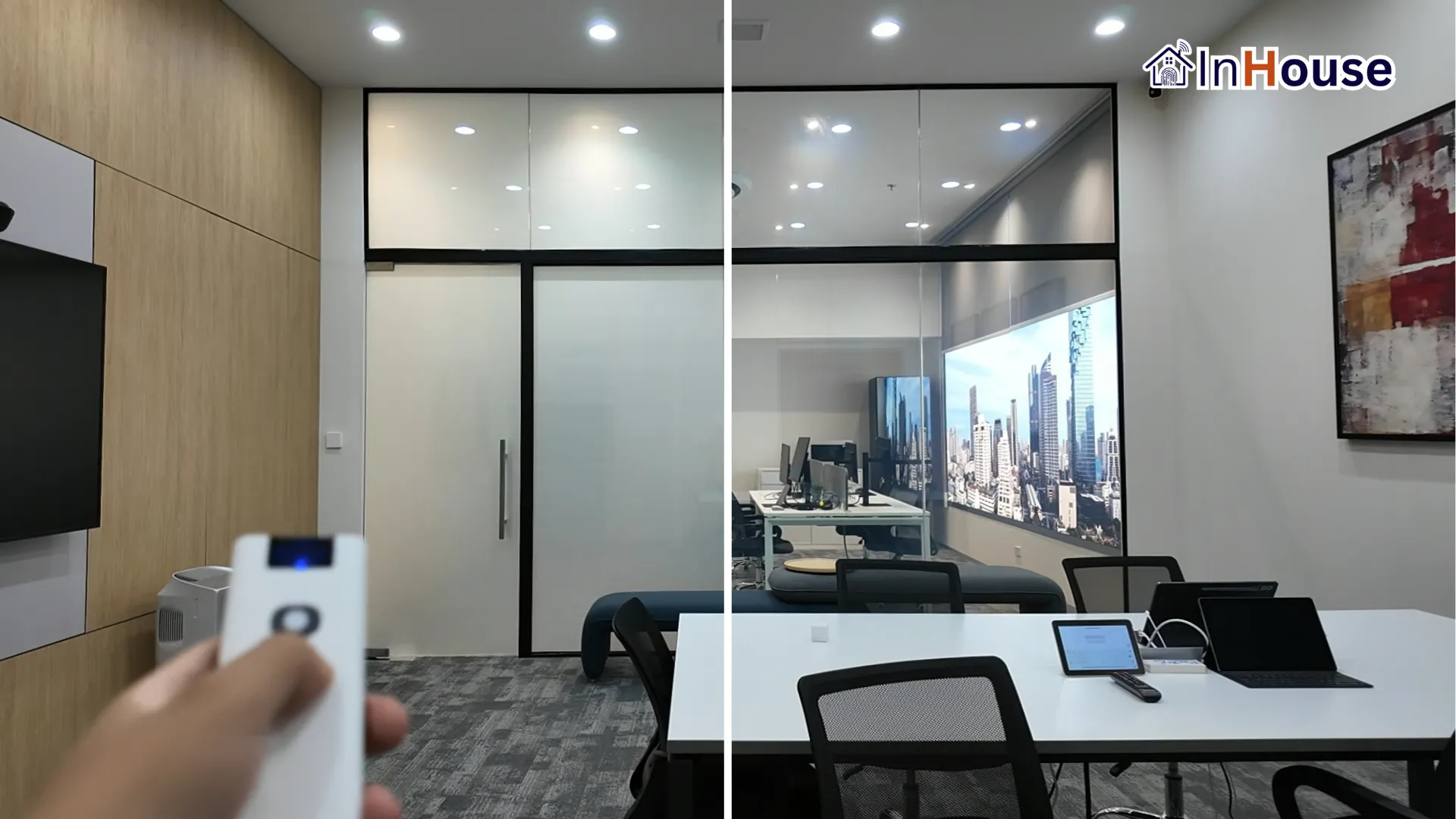 ผลงานติดตั้งฟิล์มไฟฟ้า Smart Film · ห้องประชุมใหญ่, โซน Workspace · โดย InHouse