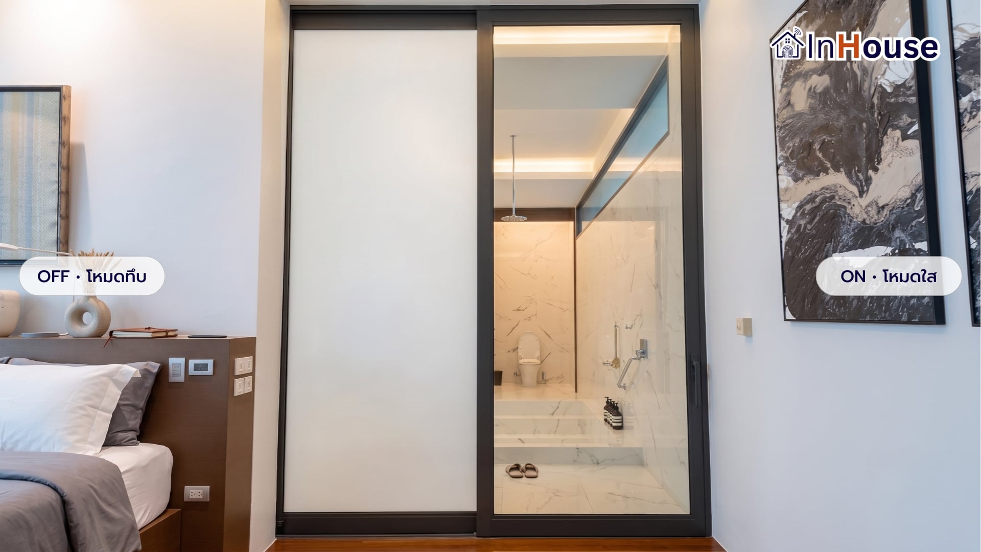 Villa Swasti – ฟิล์มไฟฟ้า ประตูบานเลื่อนห้องน้ำ